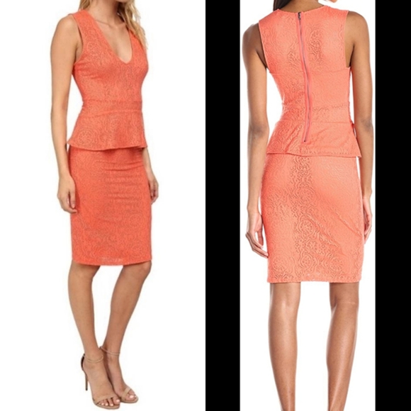 BCBGMAXAZRIA Juliene deep V peplum dress - Picture 1 of 8